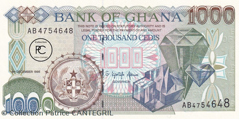1996 Pick32a 1 000 GH₵ - Cedi ghanéen Unc billets afrique ghana 1996 pick32a 1 000 gh cedi ghaneen unc