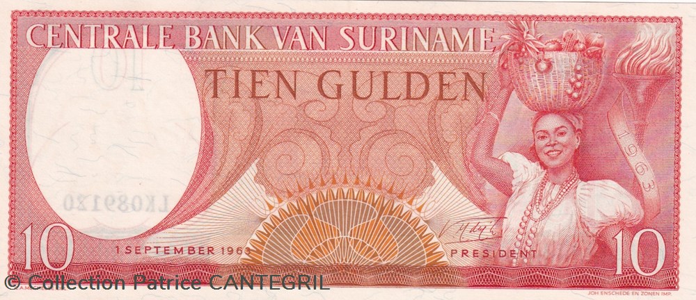 billets amerique du sud 10 gulden centrale bank van suriname 01 09 1963 unc pick 121b