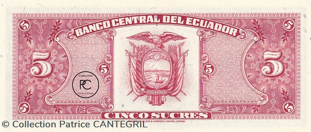 billets amerique du sud equateur 1988 pick113d 5 5 s sucre equatorien unc
