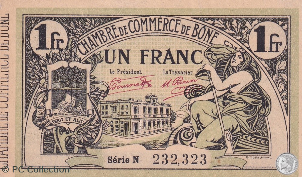 138-17- 23/9/1921 Bône 1 Franc Cdc Séries N billets afrique algerie 138 17 23 9 1921 bone 1 franc cdc series n