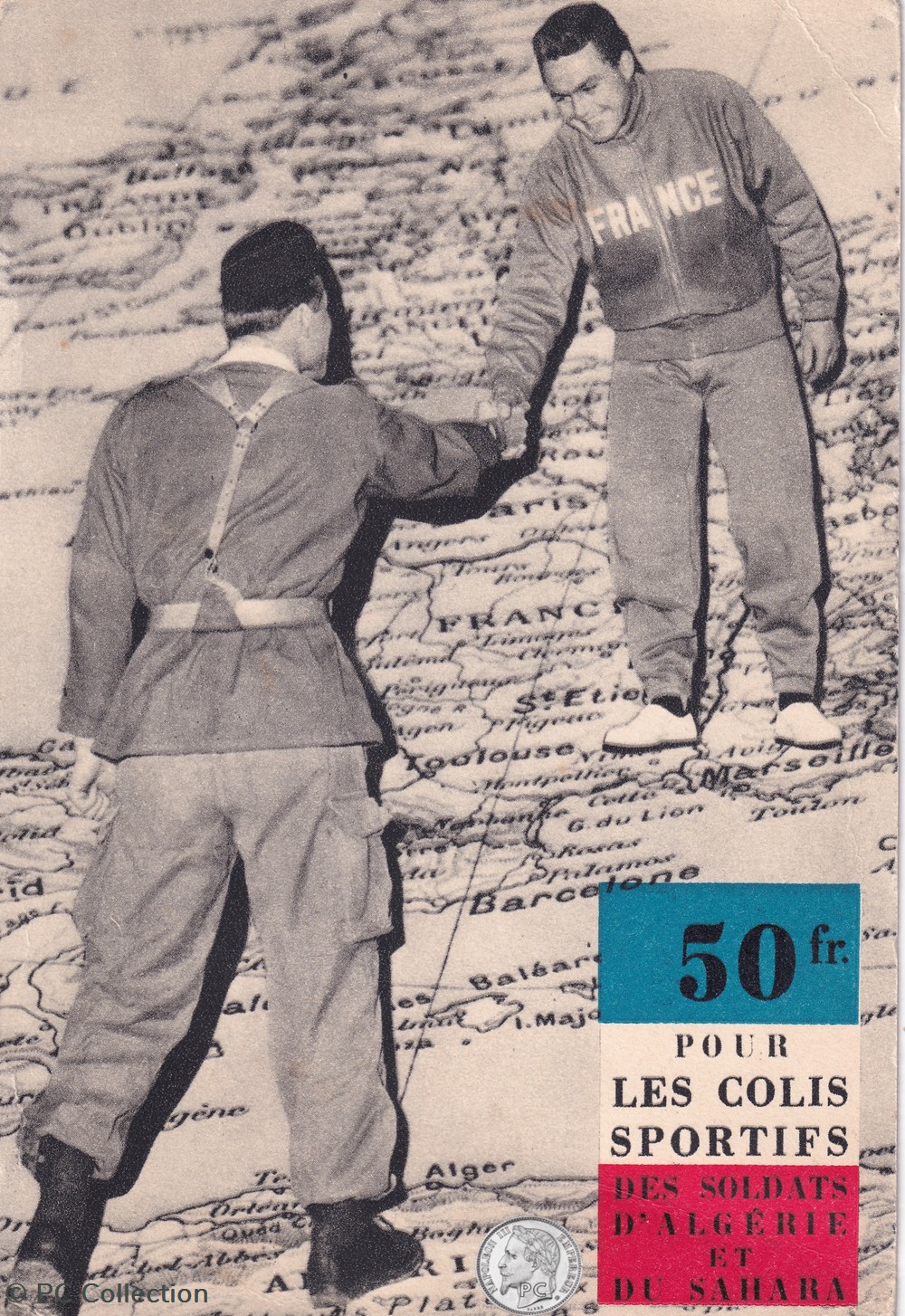 cartes postales afrique 50 francs pour les colis sportifs des soldats algerie et du sahara
