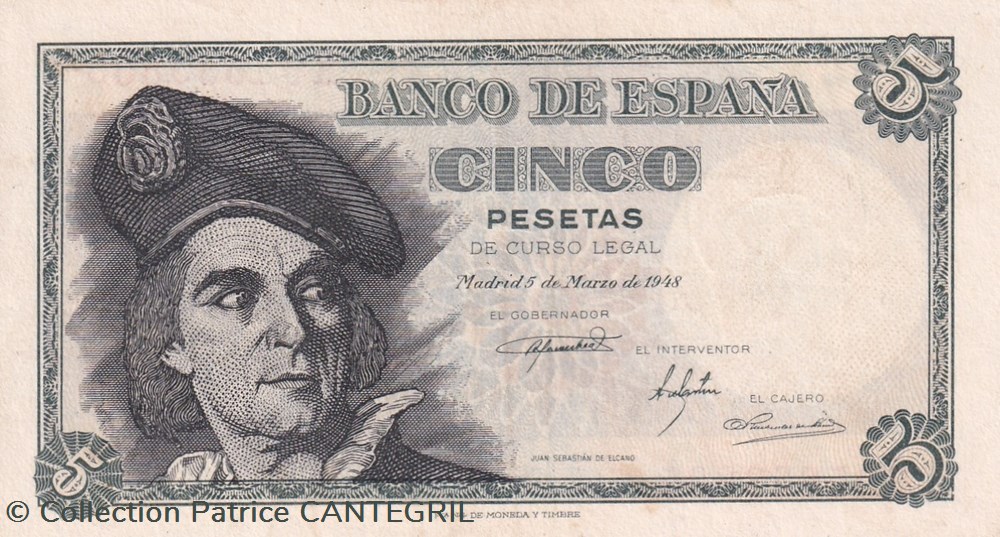 billets europe espagne 1948 pick 136 5 pesetas banco de espana unc