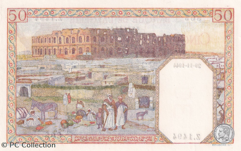 1944 Pick 87a 50 Franc algérien 803 Unc billets afrique 1944 pick 87a 50 franc algerien 803 unc