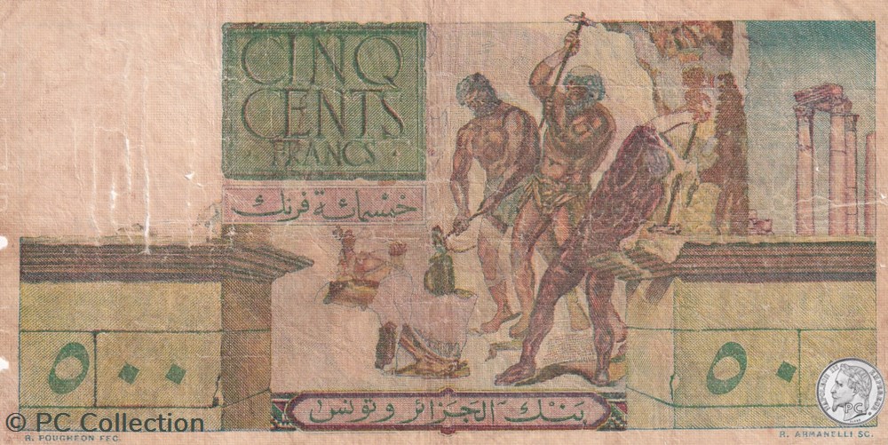 billets afrique 1950 pick28 500 francs banque de algerie tunisie