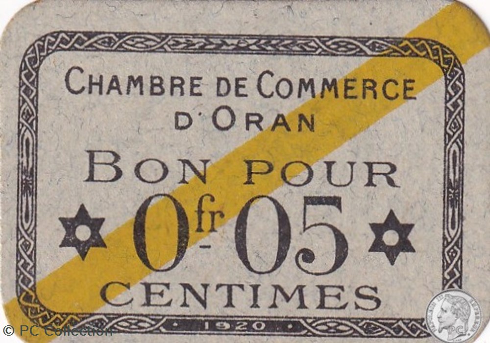 141-56-1920 Oran 5 Cts Cdc billets afrique algerie 141 56 1920 oran 5 cts cdc