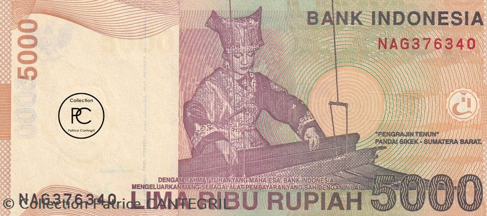 2001 Pick142a 5 000 Rp - Rupiah indonésienne Unc billets asie 2001 pick142a 5 000 rp rupiah indonesienne unc