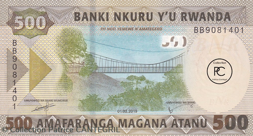 billets afrique 2019 pick42a 500 rf franc rwandais unc