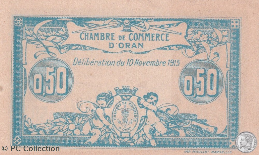 141-4 -10/11/1915 Oran 50 Cts - Série V - Cdc billets afrique algerie 141 4 10 11 1915 oran 50 cts serie v cdc
