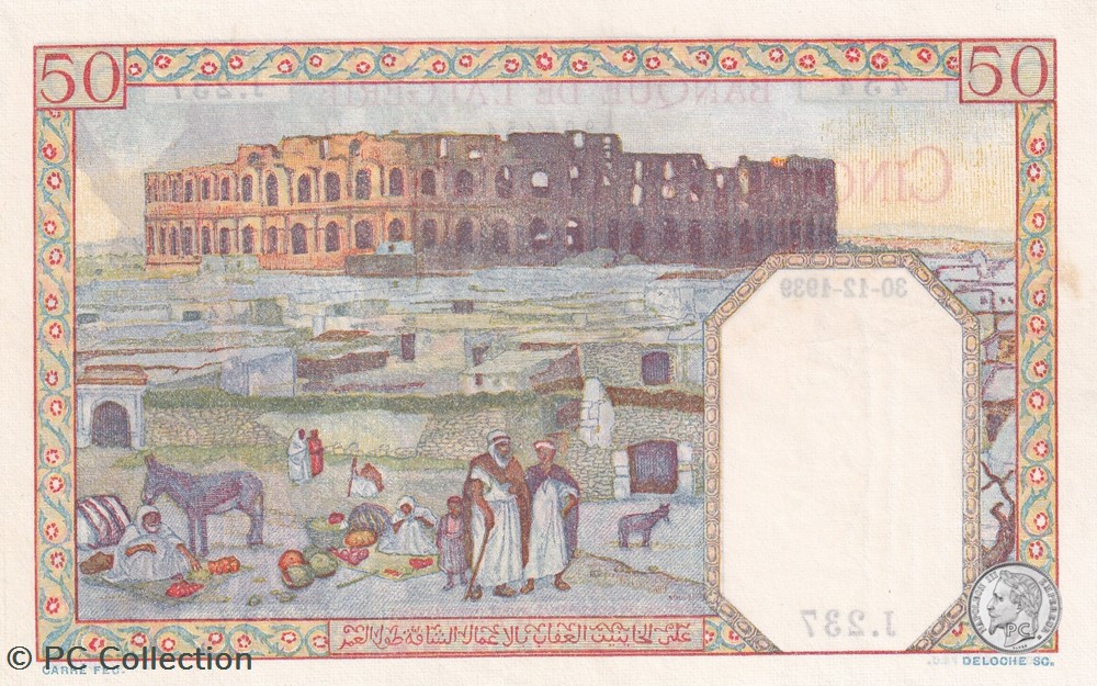 1939 Pick84 434 50 Franc algérien Unc billets afrique 1939 pick84 434 50 franc algerien unc
