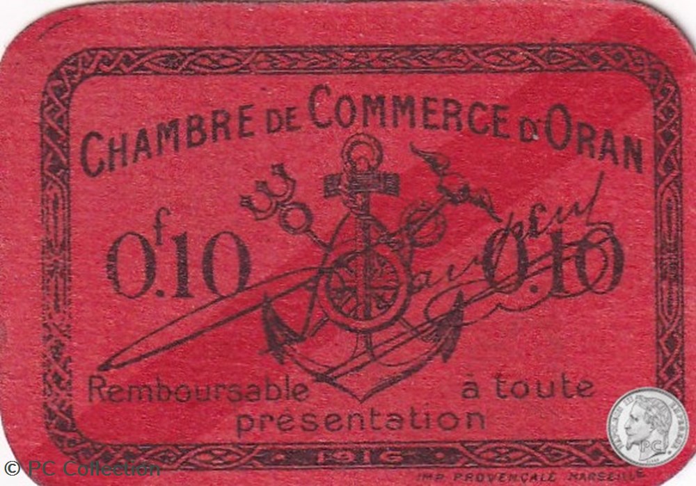 141-51-1916 Oran 10 Cts Cdc billets afrique algerie 141 51 1916 oran 10 cts cdc