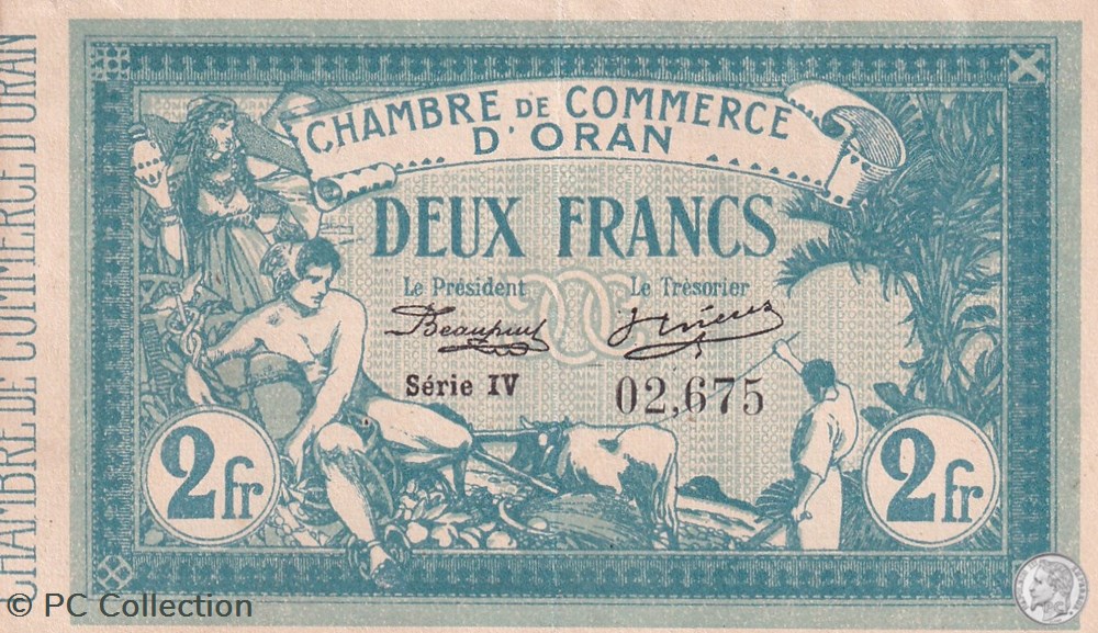 billets afrique algerie 141 14 10 11 1915 oran 2 francs serie iv cdc