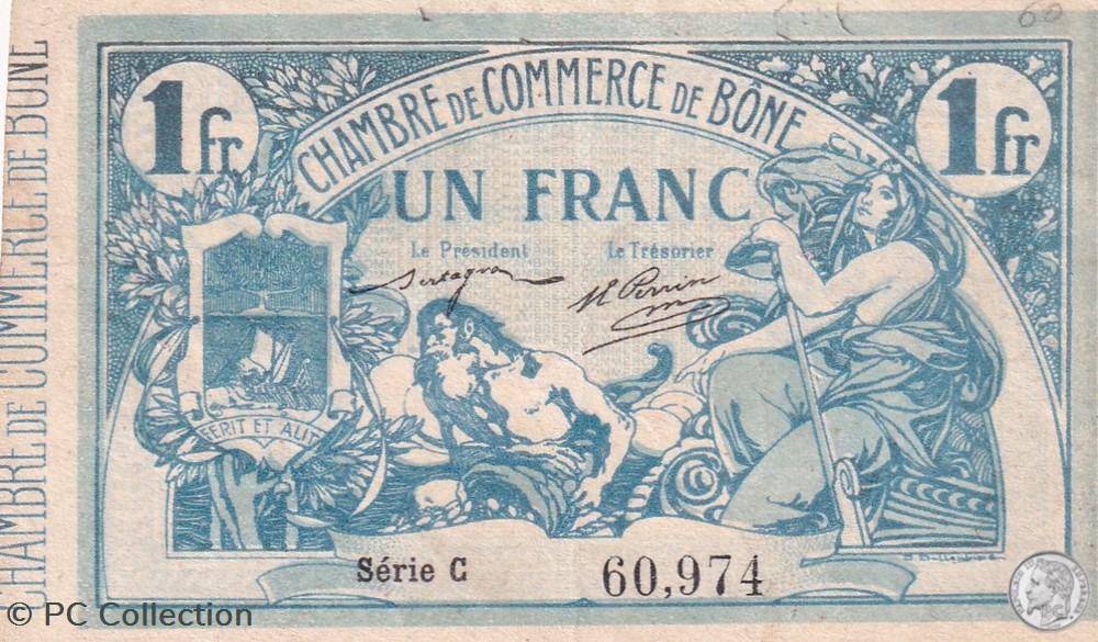 138-3- 18/5/1915 Bône 1 Franc Série C billets afrique algerie 138 3 18 5 1915 bone 1 franc serie c