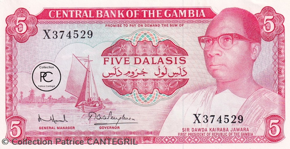 1972 Pick5d 5 D - Dalasi gambien Unc billets afrique 1972 pick5d 5 d dalasi gambien unc