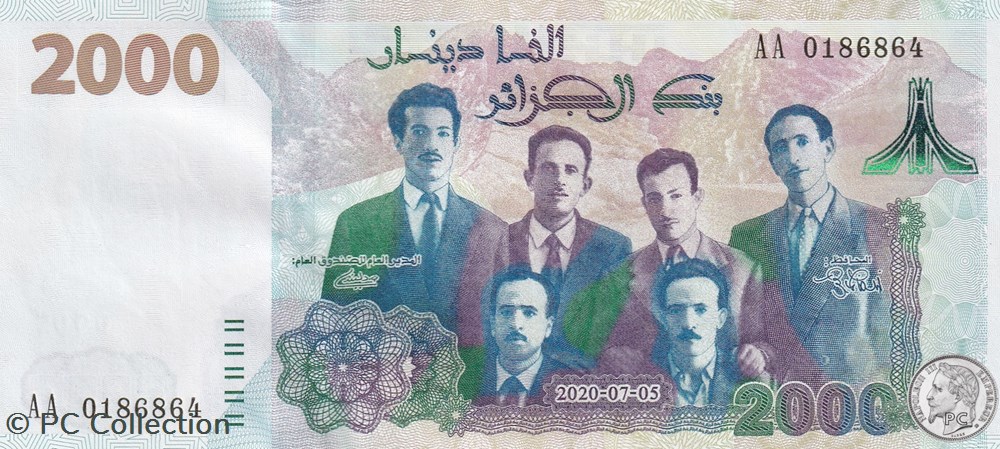 billets afrique 2020 pick147 1 2 000 dinar algerien unc 34