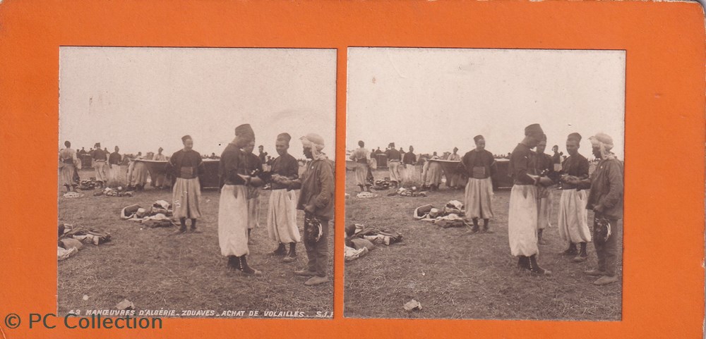 43-Manoevres d'Algérie zouaves achat de volailles documents anciens chromos images 43 manoevres algerie zouaves achat de volailles