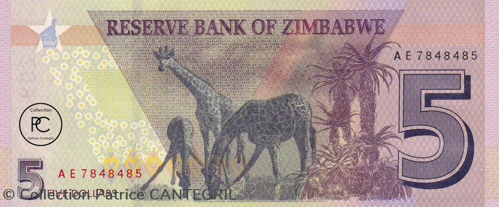 2019 Pick102a 5 Z$ - Dollar du Zimbabwe Unc billets afrique 2019 pick102a 5 z dollar du zimbabwe unc