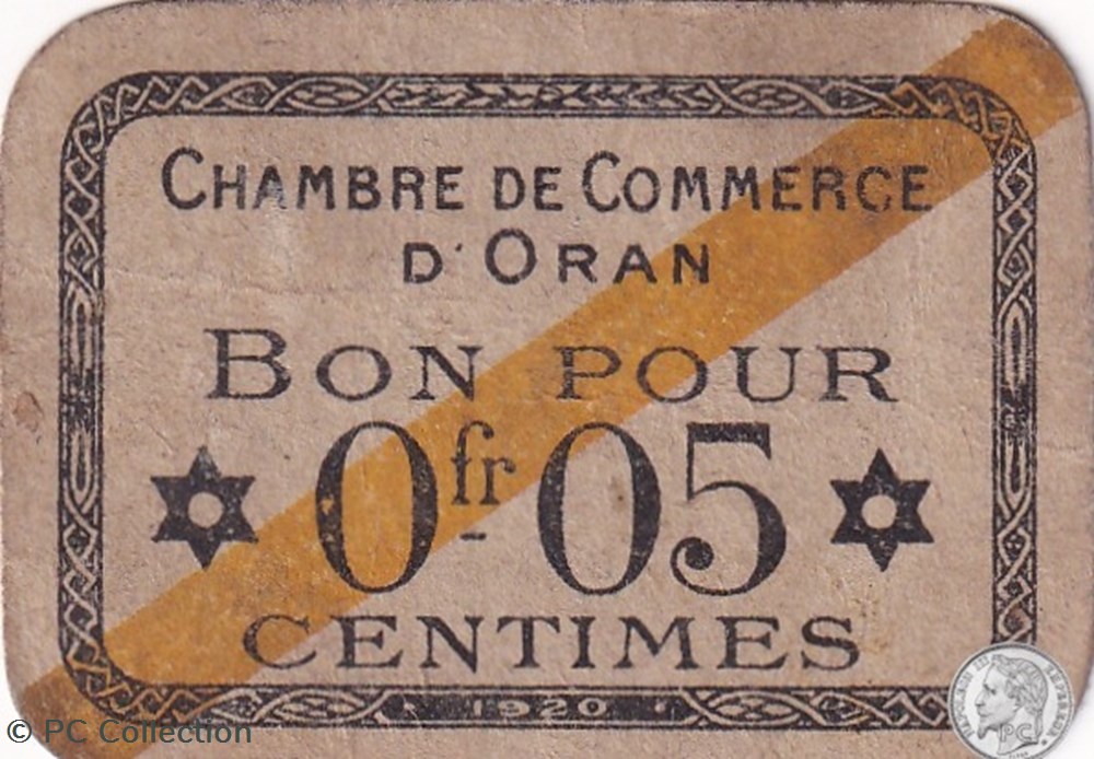 141-56-1920 Oran 5 Cts Cdc billets afrique algerie 141 56 1920 oran 5 cts cdc