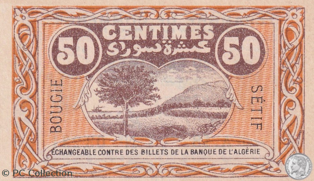 139-3- 9/3/1918 Bougie Sétif 50 cts Cdc Séries A.18 billets afrique algerie 139 3 9 3 1918 bougie setif 50 cts cdc series a 18