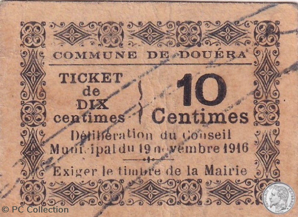 Douéra 2 - 10 centimes - 1916 billets afrique algerie douera 2 10 centimes 1916