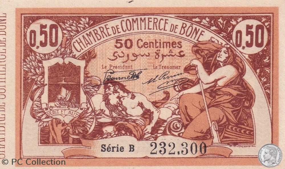 138-8- 30/7/1919 Bône 50 cts Cdc Séries B billets afrique algerie 138 8 30 7 1919 bone 50 cts cdc series b