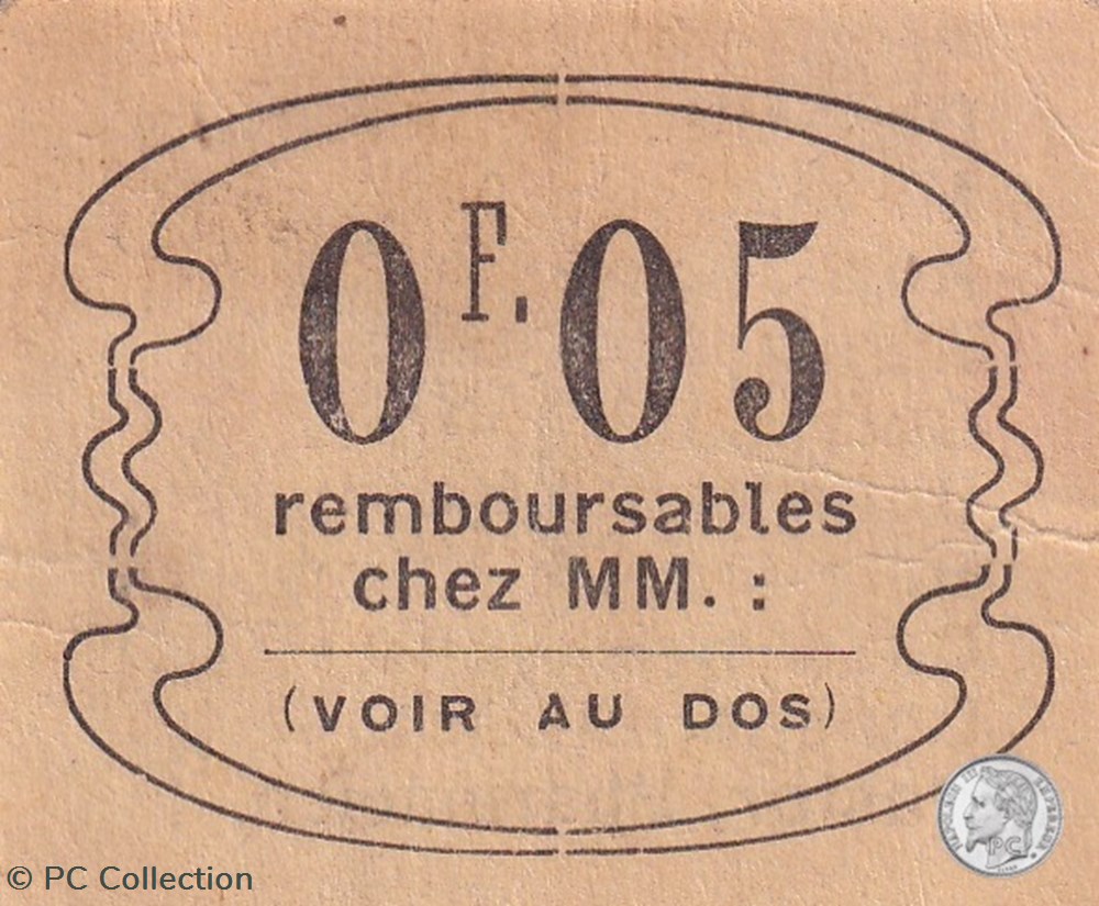 1914-1920 // ALGERIE // VILLE DE CONSTANTINE // DESSENS-GRANDS MAGASINS DU GLOBE // 5 Centimes billets afrique 1914 1920 algerie ville de constantine dessens grands magasins du globe 5 centimes