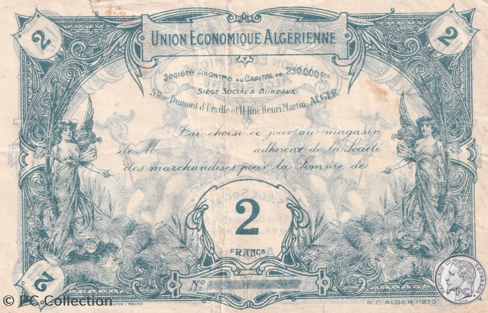2 Francs Union économique Algérienne billets afrique 2 francs union economique algerienne