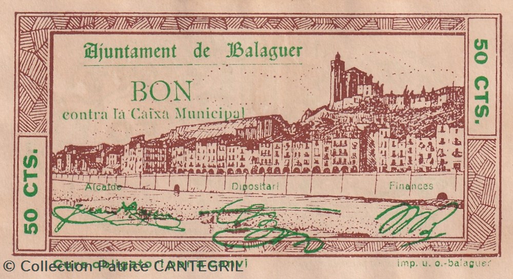 1937 50 Centimes Balaguer Unc billets europe espagne 1937 50 centimes balaguer unc