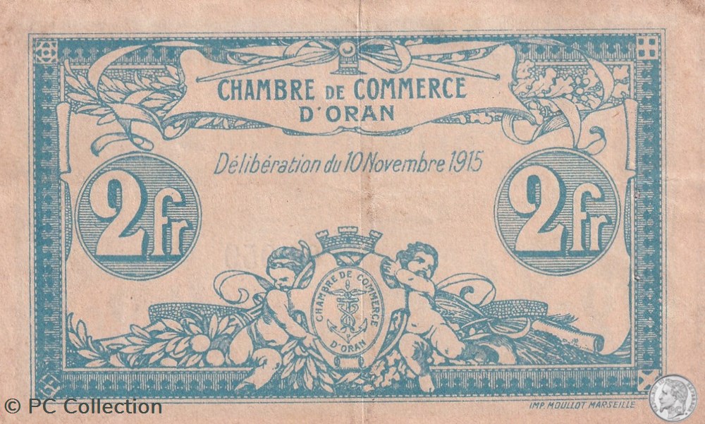 141.14 -10/11/1915 Oran 2 Francs Série IV Cdc billets afrique algerie 141 14 10 11 1915 oran 2 francs serie iv cdc