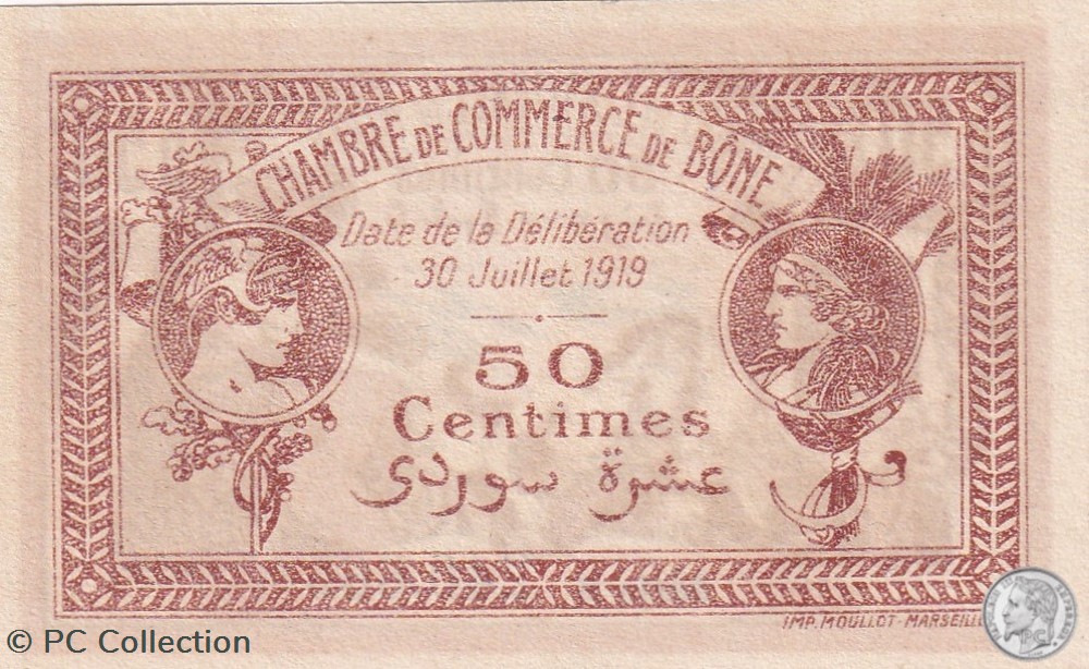 138-8- 30/7/1919 Bône 50 cts Cdc Séries B billets afrique algerie 138 8 30 7 1919 bone 50 cts cdc series b