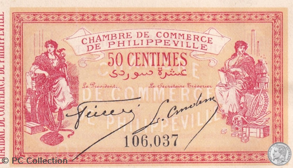 142-3- 10/11/1914 Philippeville 50 Centimes Cdc billets afrique algerie 142 3 10 11 1914 philippeville 50 centimes cdc
