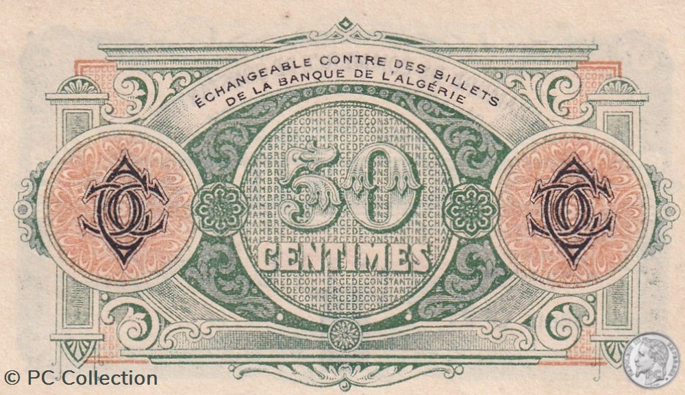 billets afrique algerie 140 7 7 11 1916 constantine 50 centimes cdc series annule