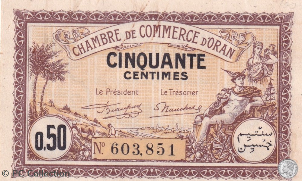 141-31- 18/1/1922 Oran 50 Cts Cdc billets afrique algerie 141 31 18 1 1922 oran 50 cts cdc