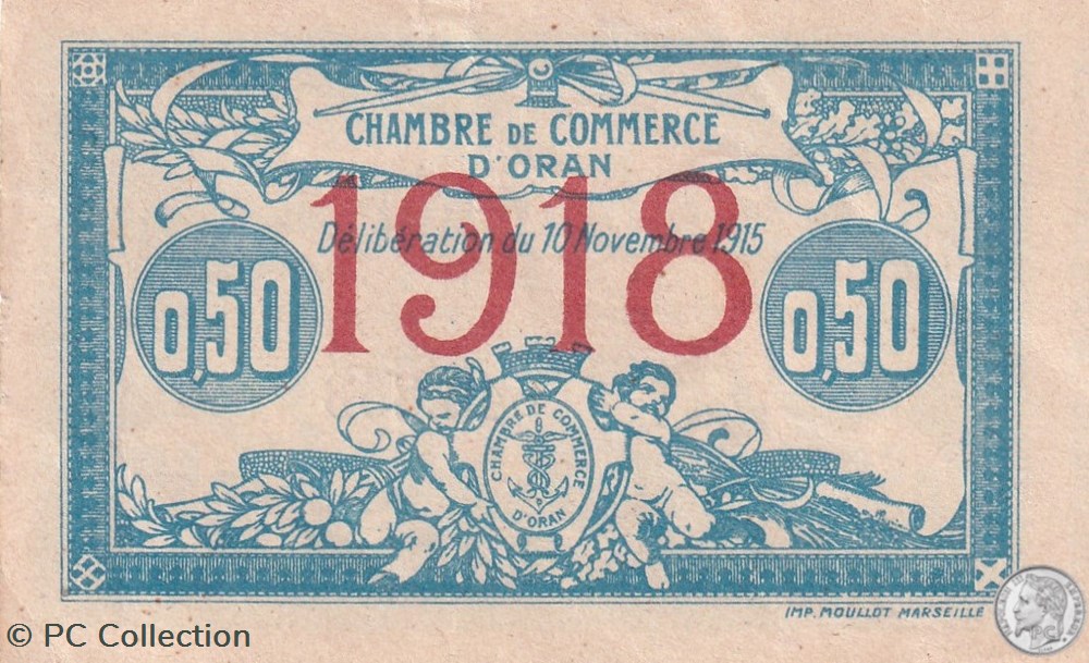 141-19 -10/11/1915 Oran 50 Cts - Série I - Cdc billets afrique algerie 141 19 10 11 1915 oran 50 cts serie i cdc