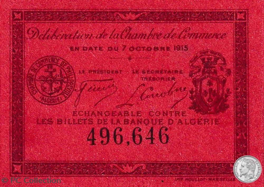 142-12- 7/10/1915 Philippeville 5cts rouge billets afrique algerie 142 12 7 10 1915 philippeville 5cts rouge