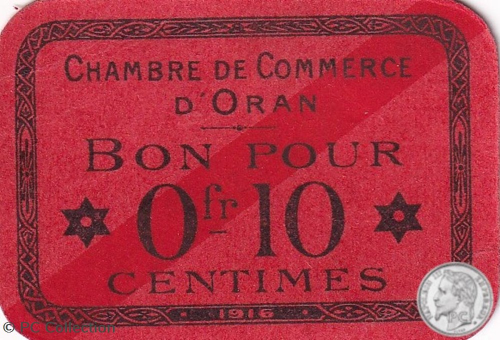 141-49-1916 Oran 10 Cts Cdc billets afrique algerie 141 49 1916 oran 10 cts cdc
