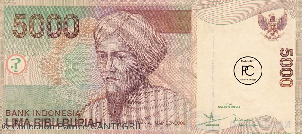 2001 Pick142a 5 000 Rp - Rupiah indonésienne Unc billets asie 2001 pick142a 5 000 rp rupiah indonesienne unc