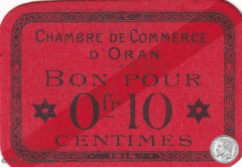 141-49-1916 Oran 10 Cts Cdc billets afrique algerie 141 49 1916 oran 10 cts cdc