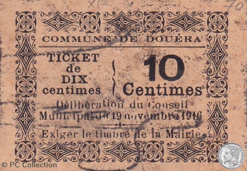 Douéra 2 - 10 centimes - 1916 billets afrique algerie douera 2 10 centimes 1916