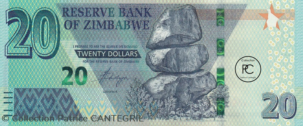 billets afrique 2020 pick104a 20 z dollar du zimbabwe unc