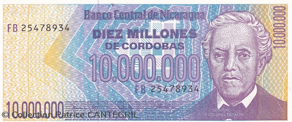 1990 Pick 166 10.000.000 Córdobas Banco Central de Nicaragua Unc billets amerique centrale et caraibes 1990 pick 166 10 000 000 cordobas banco central de nicaragua unc