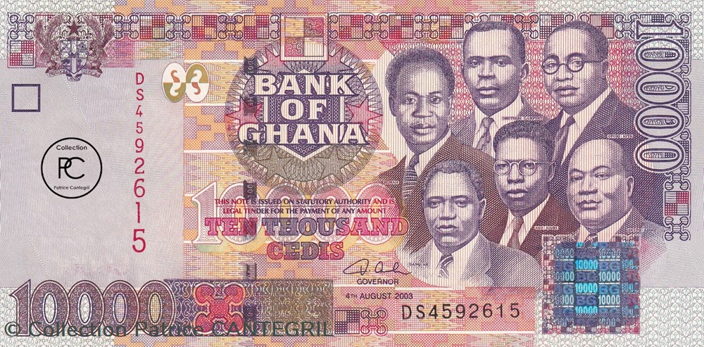 2003 Pick35b 10 000 GH₵ - Cedi ghanéen Unc billets afrique ghana 2003 pick35b 10 000 gh cedi ghaneen unc