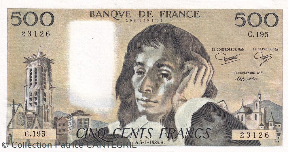 500 Francs Pascal 5.1.1984 C.195 SPL billets europe france 500 francs pascal 5 1 1984 c 195 spl