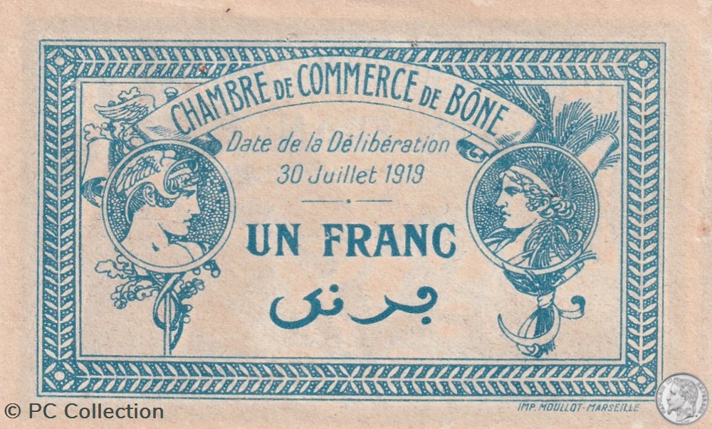 138-10- 30/7/1919 Bône 1 Franc Série C billets afrique algerie 138 10 30 7 1919 bone 1 franc serie c