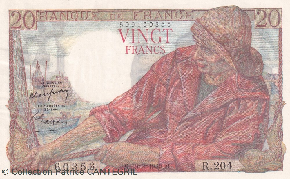1949 Pick 100c 20 Francs Pécheur Unc billets europe france 1949 pick 100c 20 francs pecheur unc