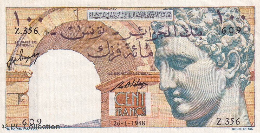 1948 Pick 24a 100 francs Hermès type 1946 (1948) billets afrique algerie 1948 pick 24a 100 francs hermes type 1946 1948