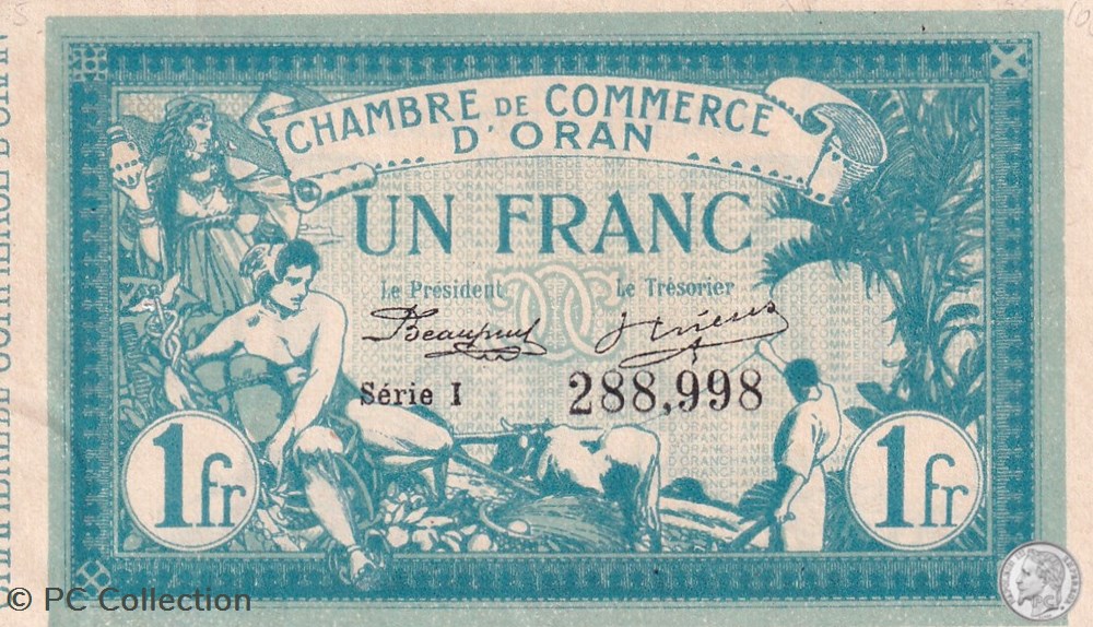 141-8-10/11/1915 Oran 1 Franc Série I Cdc billets afrique algerie 141 8 10 11 1915 oran 1 franc serie i cdc