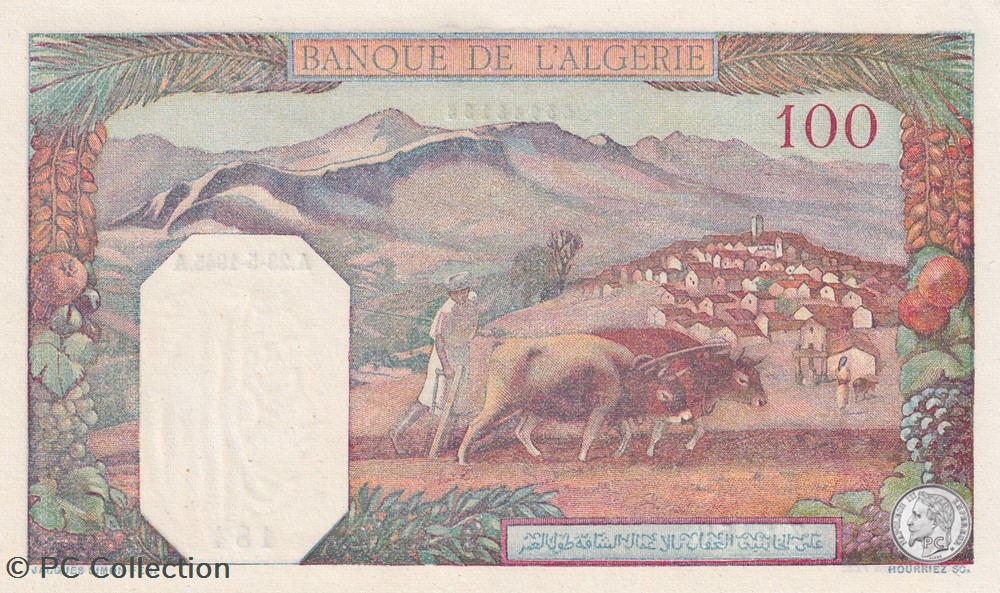 1945 Pick 85 184 100 Franc algérien Unc billets afrique 1945 pick 85 184 100 franc algerien unc