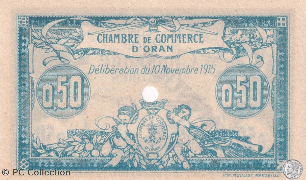 billets afrique algerie 141 6 10 11 1915 oran 50 cts serie annule cdc