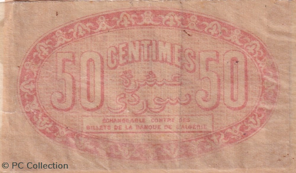 137-25-31/1/1923 Alger 50 cts Cdc. (1) 4 billets afrique algerie 137 25 31 1 1923 alger 50 cts cdc 1