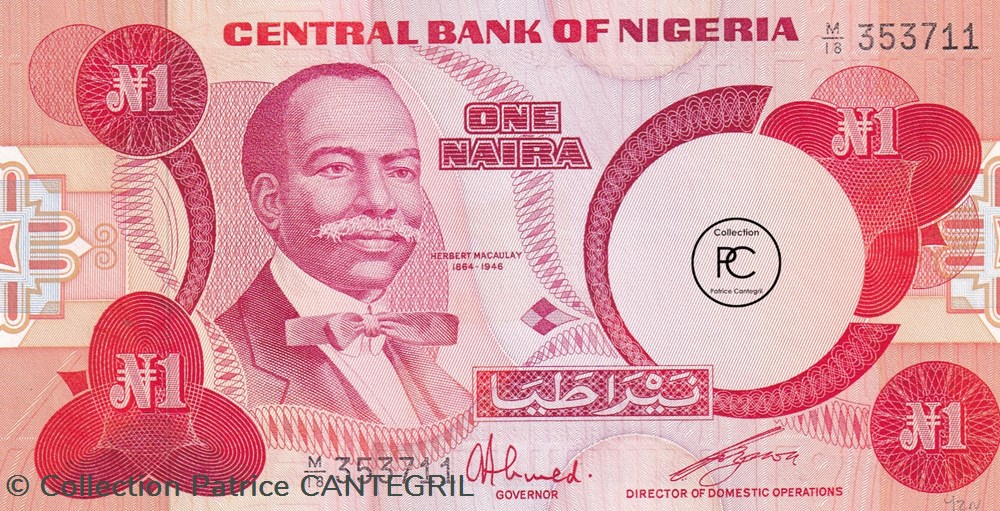 1979 Pick19c 1 ₦ - Naira nigérien Unc billets afrique nigeria 1979 pick19c 1 naira nigerien unc